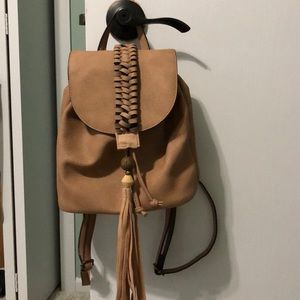 Tan mini boho backpack
